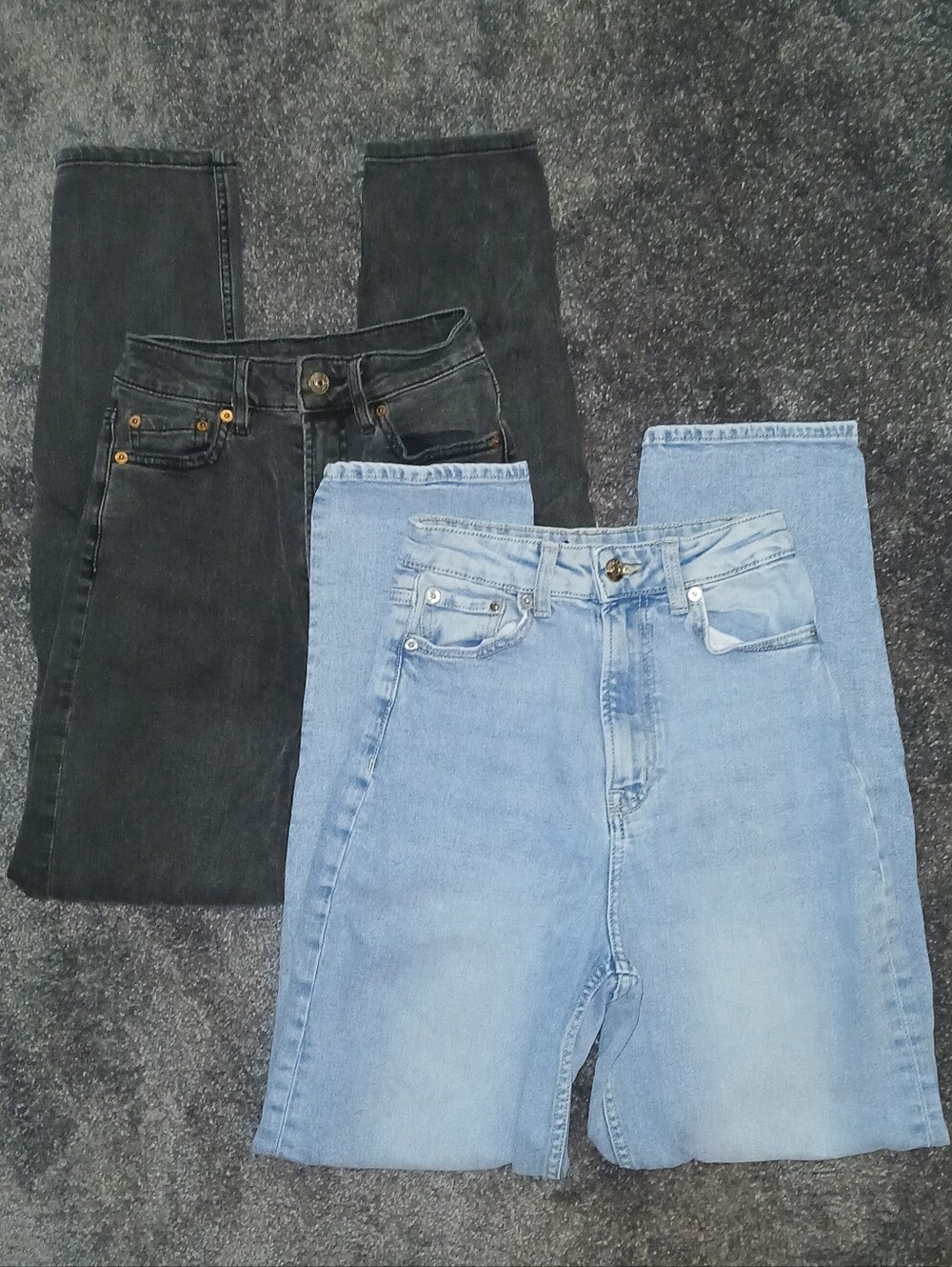 2 Pairs H&M Divided High Waist Jeans  Black & Light Blue